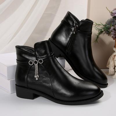 Fashion Women's Fashion Cotton Boots Winter New Round Head Side Zipper Glitter Anti-slip Wear-resistant Ankle Boots