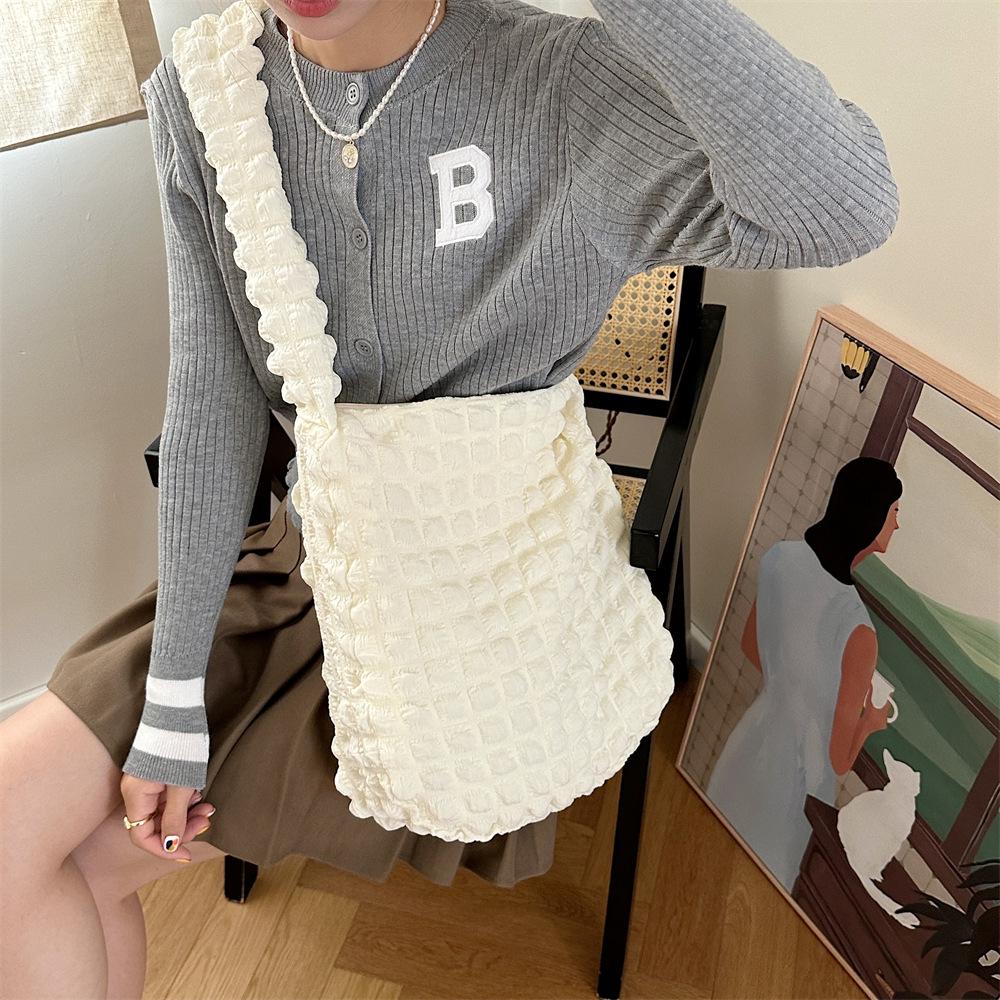 Bubble Pleated Large Capacity Crossbody Bag for Women - 2023 Canvas College Commuter Bag