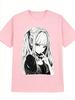 Anime Twin Tail Girl Print T Shirt Unisex Unisex Japanese Unisexga Character Graphic Tees Kawaii Goth Loose Short Sleeve Unisex Tops