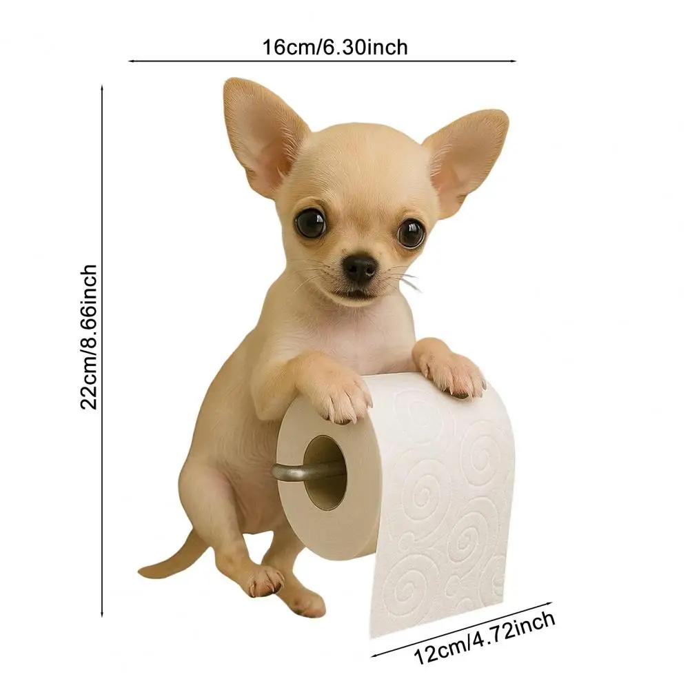 Fun Dog Wall-Mounted Toilet Paper Holder - Durable Resin Bathroom & Kitchen Tissue Roll Organizer Decor