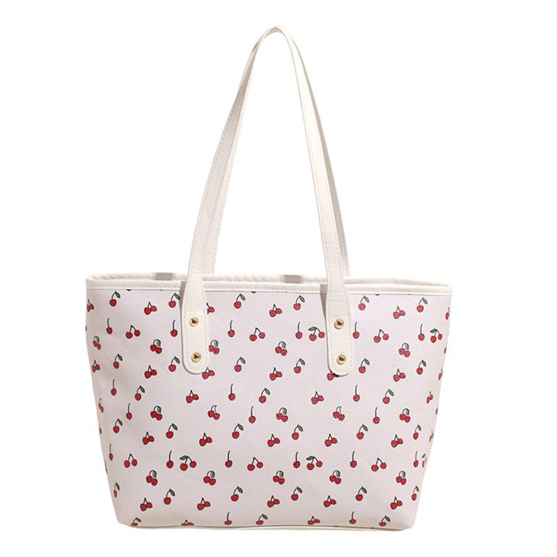 Neue Niedliche Kirschmuster Große Tasche für Damen Große Kapazität Vielseitige Schulter Handtasche Tragetasche