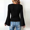 Women's Casual -Color Long-Sleeve V-Neck Top