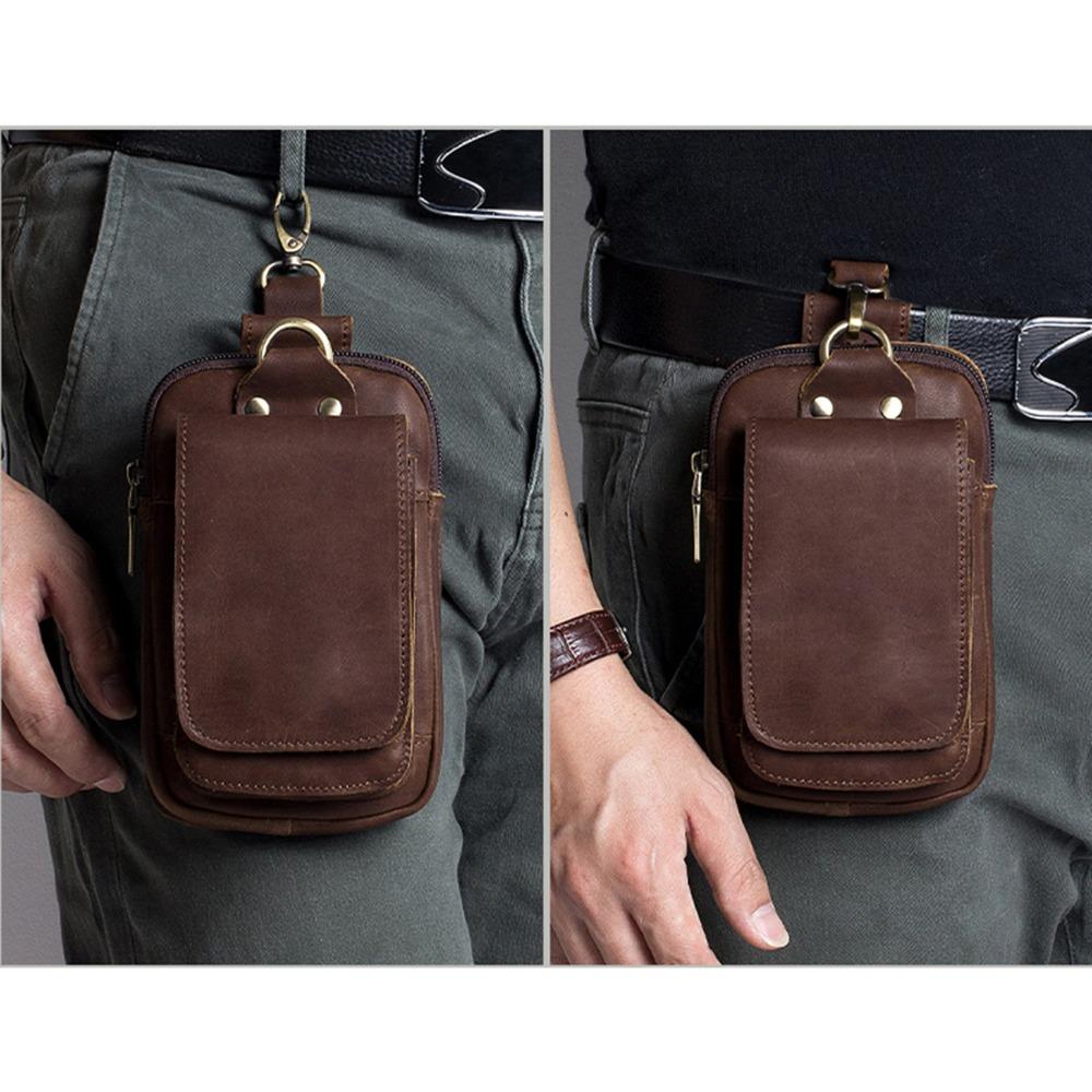 Vintage Cow Leather Belt Bag Portable Large Capacity Fanny Pack Waist Bag Outdoor Sport