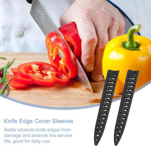 uxcell 2-Piece Knife Cover Sleeve Blade Edge Guard for 8" Carving Knife Blade Edge Protector Cover Universal Knife Sheath for Kitchen Black