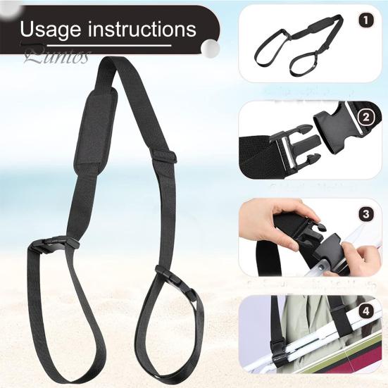 Thick Padded Shoulder Strap Chair Carrier Strap, Folding Carrying No Tool Universal Adjustable for Beach Chairs Camping