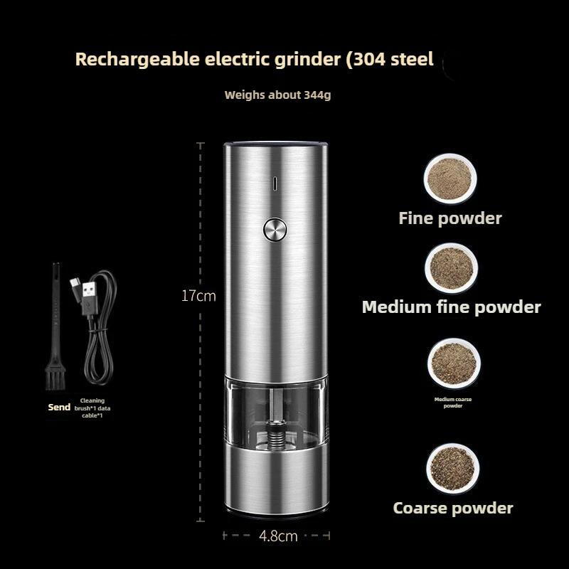 Mlýnek na koření Kuchyňská elektrická mlecí láhev 6 rychlostí Nastavitelná tloušťka USB Vhodný pro mořskou sůl Sečuánský pepř