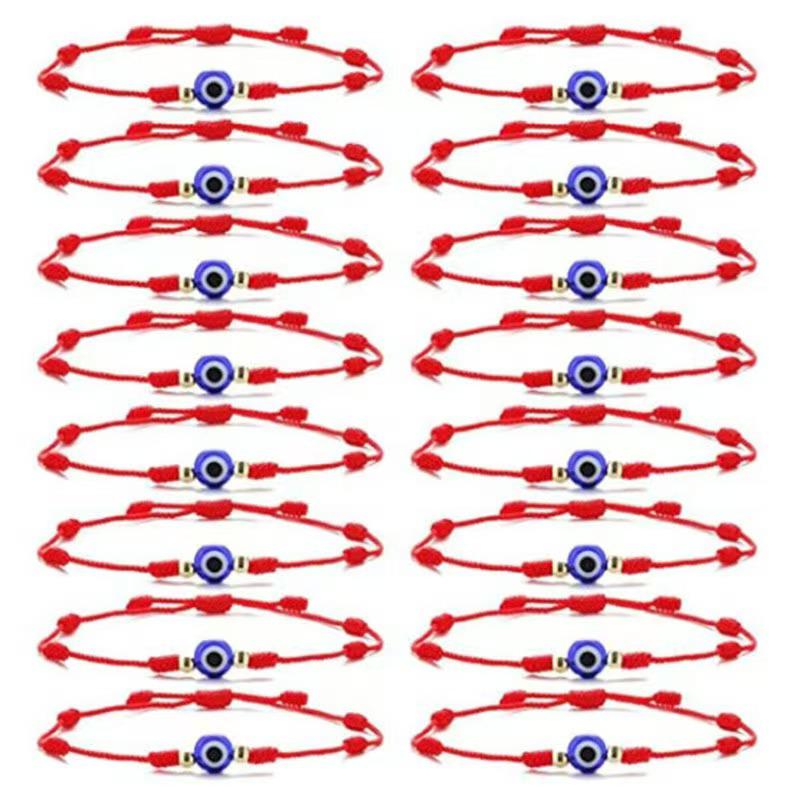 Cross-border Hot-Selling Adjustable Woven Flat Knot Seven Knots Lucky Red String Handmade Couple Bracelet for Men and Women