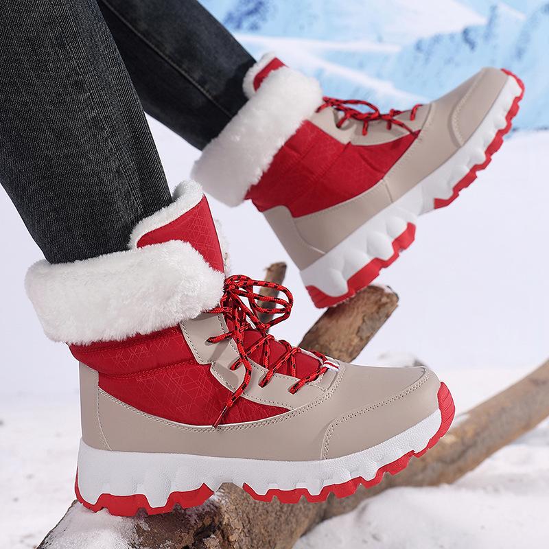 Plush High-top Women's Snow Boots Warm Cotton Shoes Winter Outdoor Walking Shoes Winter Hiking Sneakers