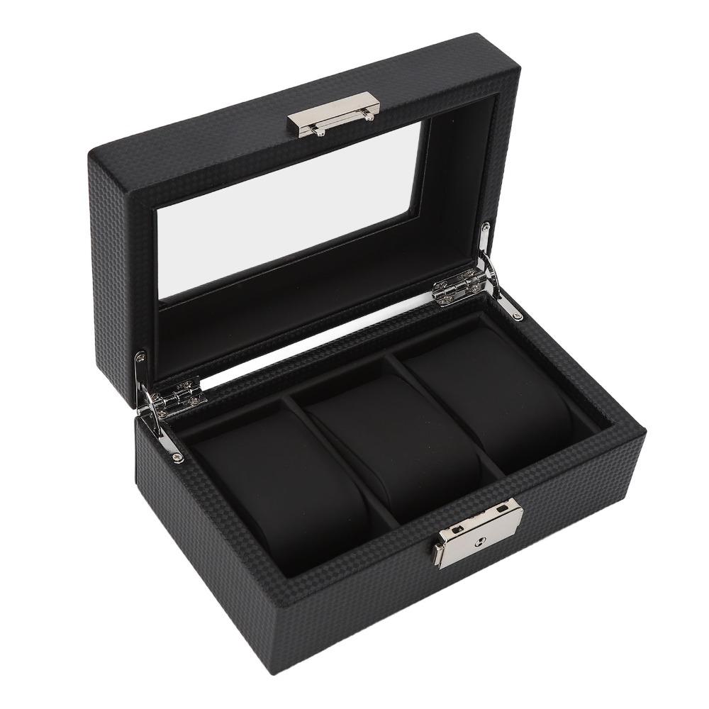 Black Watch Box Carbon Fiber Watch Display Elegant Watch Organizer  Jewelry Display