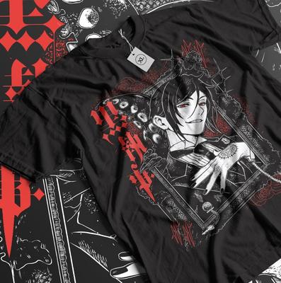 Black Butler T-Shirt Ciel Phantomhive Sebastian Michaelis Gift Shirt All Size Unisex T-Shirt