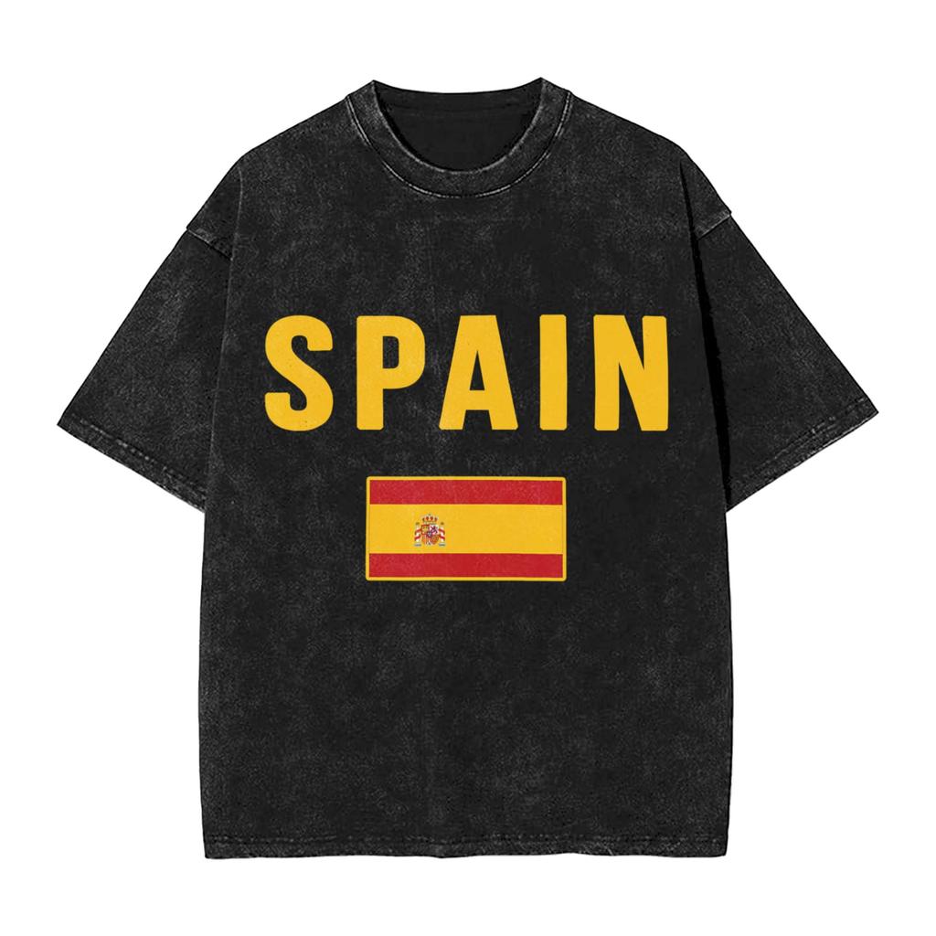 Spain Spanish Flag T Shirt Harajuku T Shirts Short Sleeve Awesome Tops Beach Cotton Breathable Oversized Tees