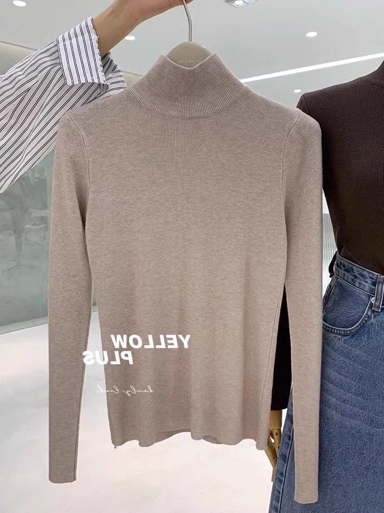 

Женский свитер Y2K из мягкого трикотажа с полувысоким воротником и длинным рукавом - Идеально подходит для сочетания с пальто весной и осенью 2025 года. S (80-105 jin)