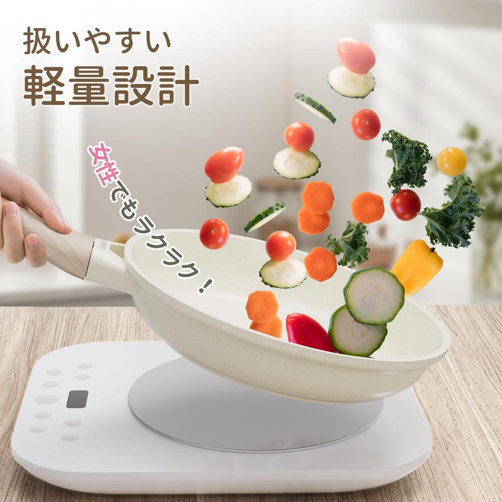 EvoFar 24cm Frying Induction with Easy To Ideal for Omelets and Fried Compatible with All Heat Sources Pan, Compatible, Marble-Coated Trivet,