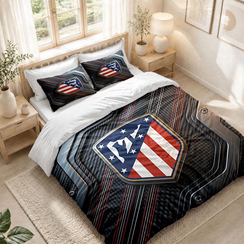 Bedding Set 1 Duvet Cover 2 Pillowcases Atletico Madrid Print Bedroom Home Decoration