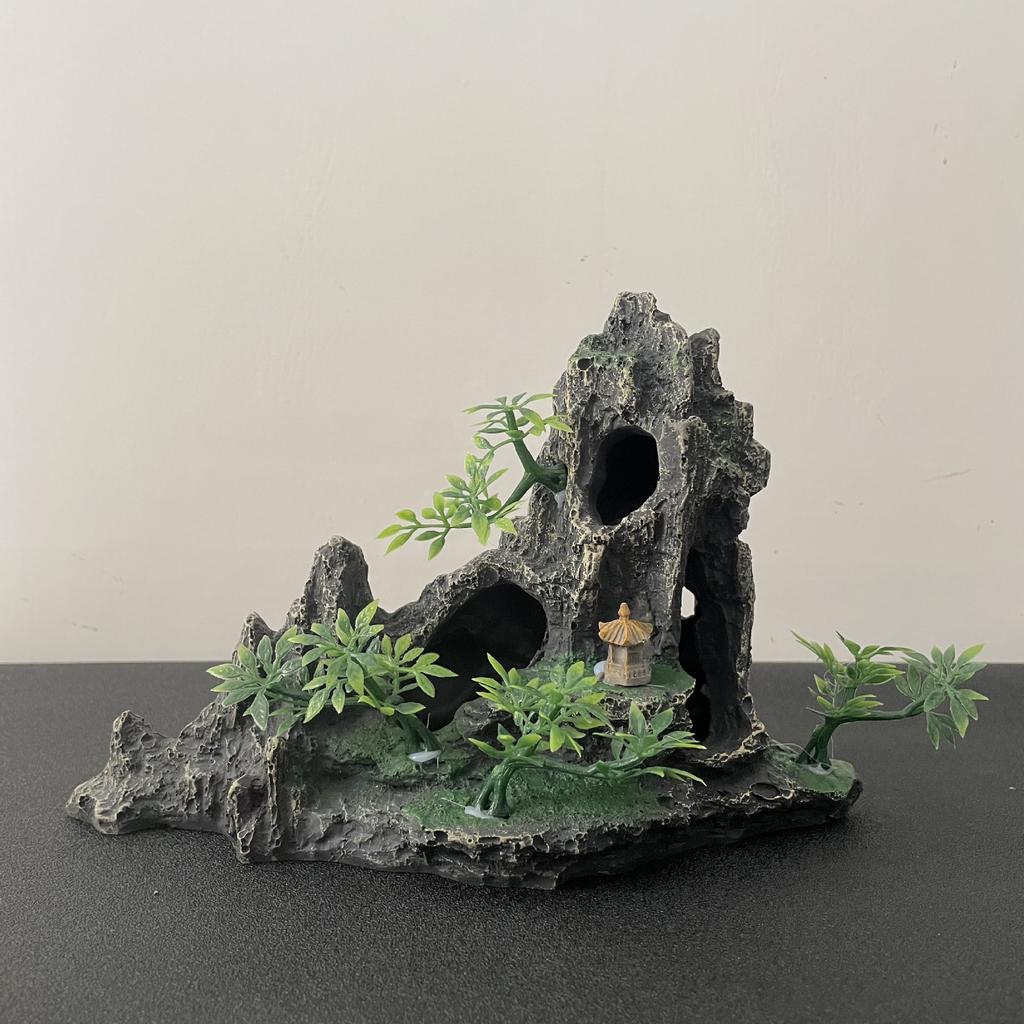 Aquarium Fish Tank Landscaping Rockery, Rural Style Resin Handicrafts, Realistic Stone Mountain Decorative Items