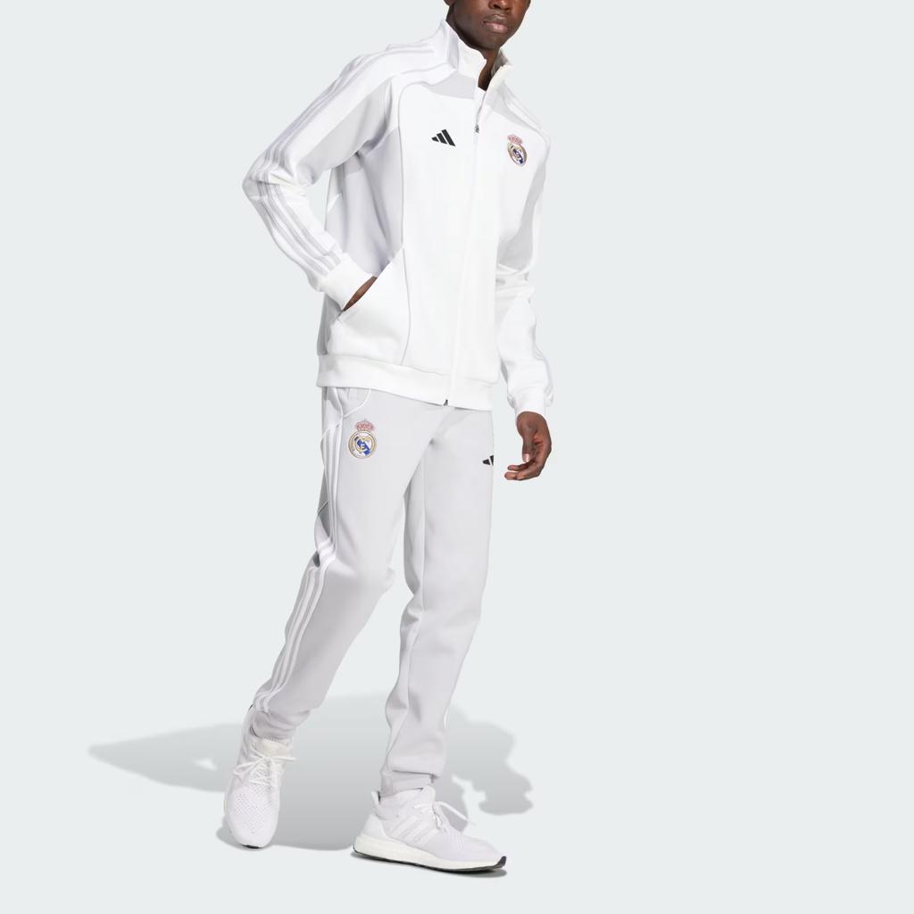 Adidas Track Real Madrid UBP Logo Stand Collar Raglan Long Sleeve Jacket Men Jacket White Light-Gray JN3069