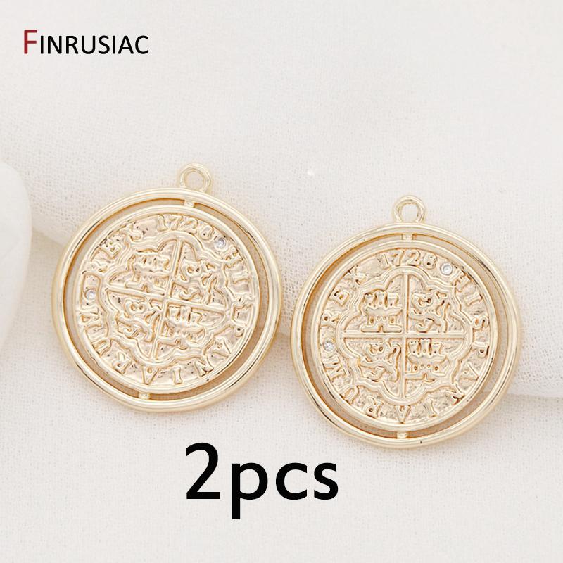 DIY Necklace Pendants Earrings Charms Jewelry Making Accessories Gold Plated Commemorative Coin Pendant Wholesale