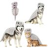 Halloween Dinosaurierskelett Kostüm für Haustiere, Skelettschädel und Rippen Design Outfit mit gepolsterter Wirbelsäule und Schwanz für Hunde und Katzen Cosplay