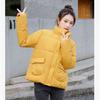 Solid Color Stand Up Collar Cotton Jacket Women's Short Winter Hot Item Simple and Loose Western Style Cotton Jacket