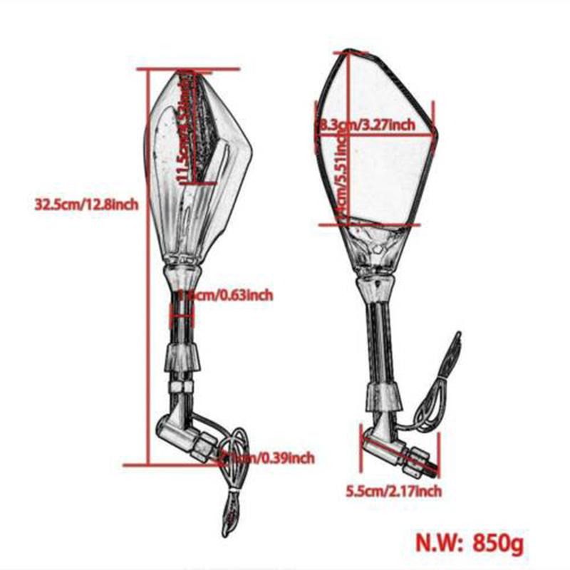 Motorcycle Rearview Mirrors LED Turn Signals Lights for Hyosung GT125R GT250R GT650R Kawasaki Z750S Ninja 250R