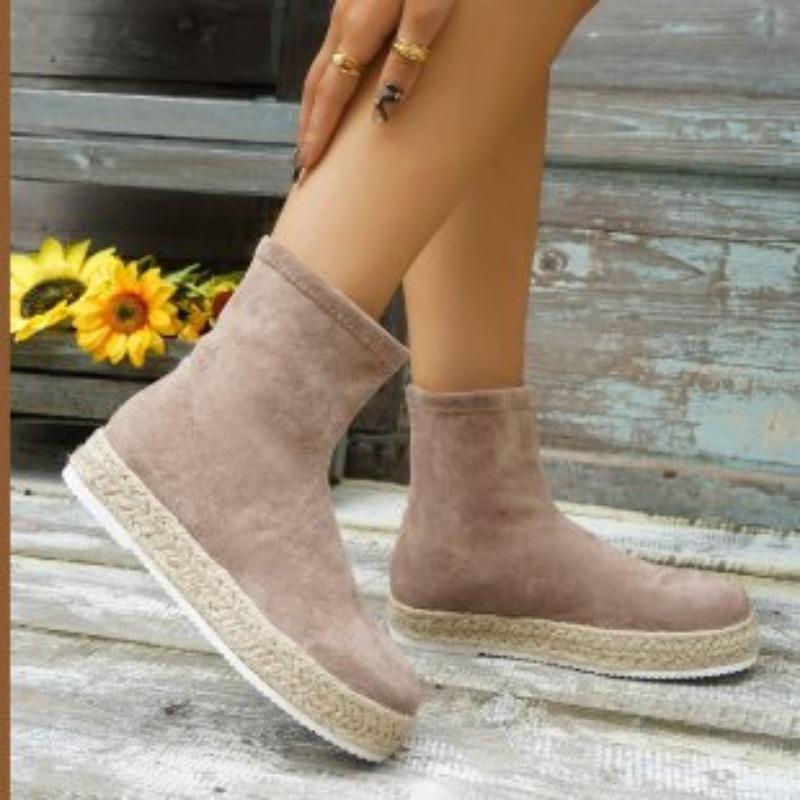 Женские осенне-зимние новые модные и простые повседневные короткие ботинки на толстой — фото 6