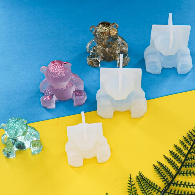 3D Geometry Little Bear Candle Decorative Ornament Silicone Mold Suitable for Epoxy Diy Crafts Jewelry Making Home Decor