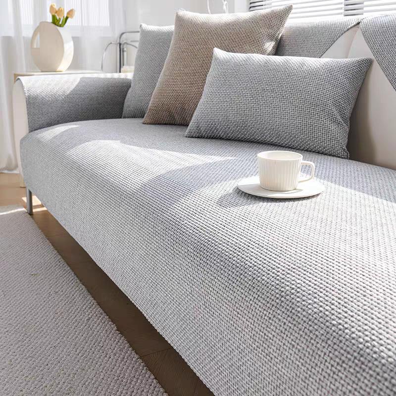 Aus Baumwollfaden gewebtes, rutschfestes Sofakissen, universelles Sitzkissen aus Baumwolle und Leinen für alle Jahreszeiten, einfarbig, einfaches Sofatuch