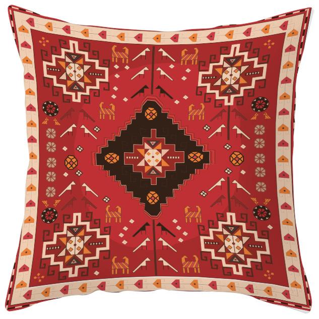 New Ethnic Style Pillow Cover Bohemian Color Geometric Pattern Peach Leather Velvet Retro Pillow Cushion Cover