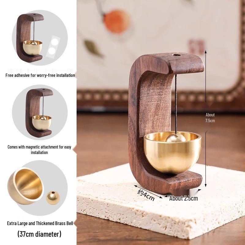 Magnetic Wooden Doorbell: Suction Entry Reminder with Dopamine Bell for Shops - New Chinese Decoration