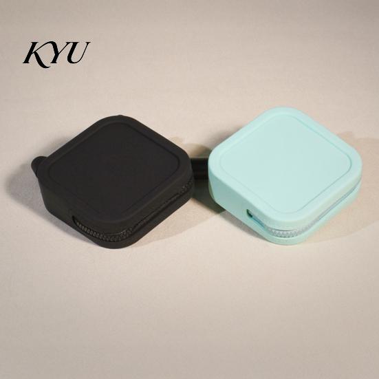 Soft Silicone Key Organizer Coin Pouch with Zipper And Wrist Strap, Square Shockproof Mini Change Holder Storage Bag, Lightweight Compact Purse