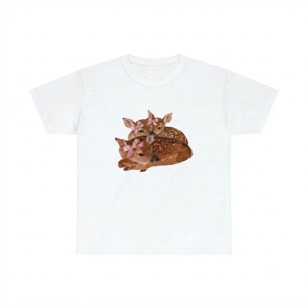 Deer Graphic Fawn Coquette Vintage Gift For Friends White TShirt S