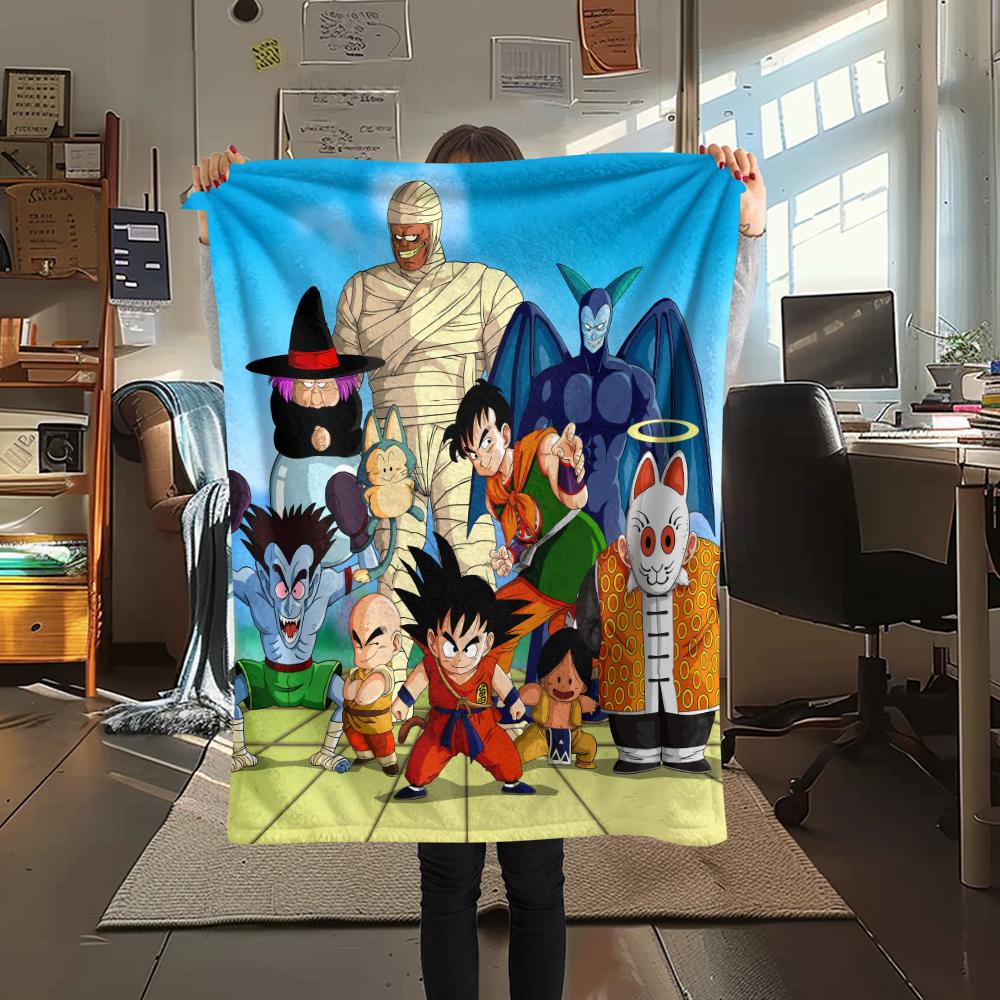 Flanelová deka s motivem Dragon Ball, Vysoce kvalitní, Pohodlná pro všechna roční období, Domácí dekorace, Teplo a pohodlí, Perfektní jako dárek.