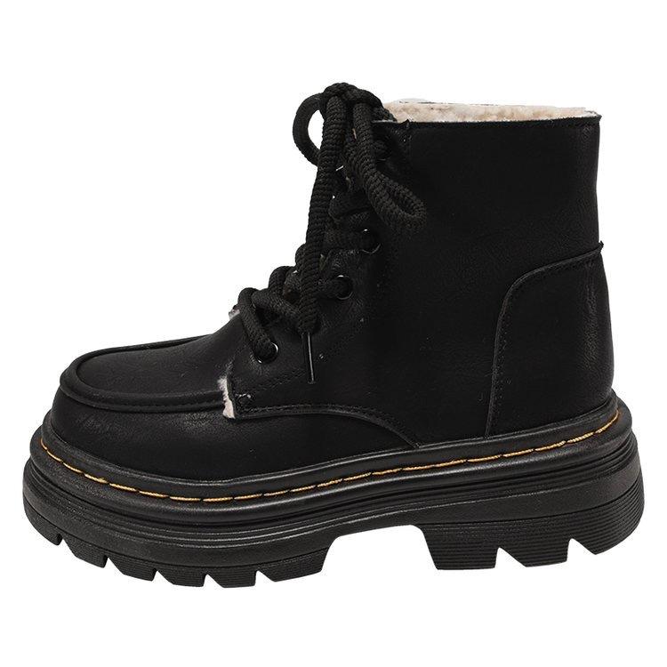 

Жіночі оксамитові теплі чоботи Martin на шнурівці, осінь-зима 2024 року, у британському стилі, на товстій підошві, короткі чоботи з високим ступенем 40 чорний