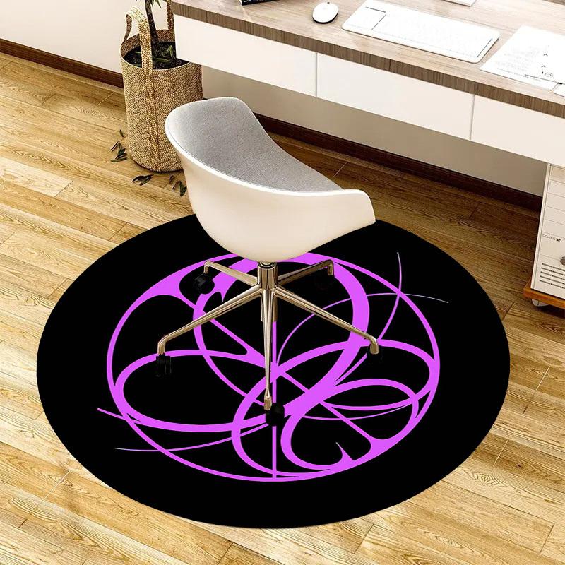 1pc Floral Geometry Round carpet, Made of Polyester,Perfect for Decorating Office Chairs, Living Rooms,Vibrant Decorative Rug