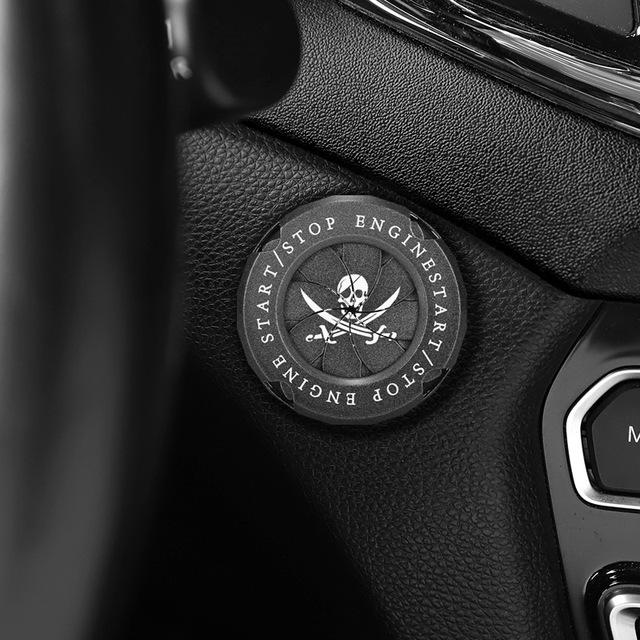 Evil Smiley/Skeleton Onekey Start Stop Button Cover Car Interior Decor Start Switch Protective Cover Motorcycle Start Ring