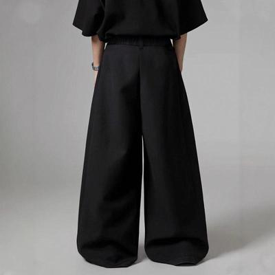 Pantalones de Hombre de Contorno Holgado de Color Sólido con Bolsillo y Pliegues Pantalones Súper Holgados Delgados Simplicidad Diaria
