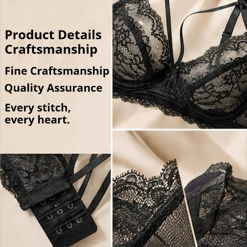 French Sexy Ultra‑Thin Sheer Lace Bra,Minimizer Brassiere for Large Bust Women