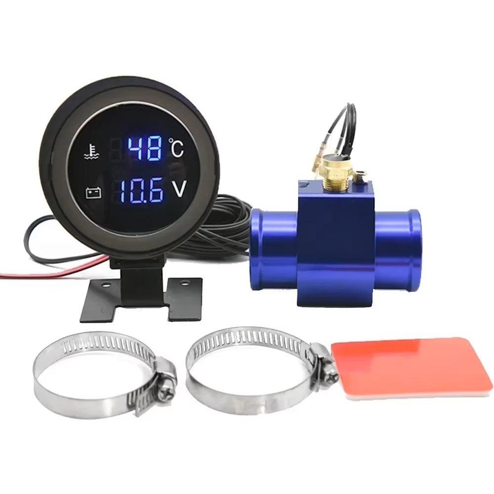 2 IN 1 Water Temperature Gauge 26mm/28mm LED Digital Electronic Water Temp Gauge 12V 24V Round Digital Temperature Sensor