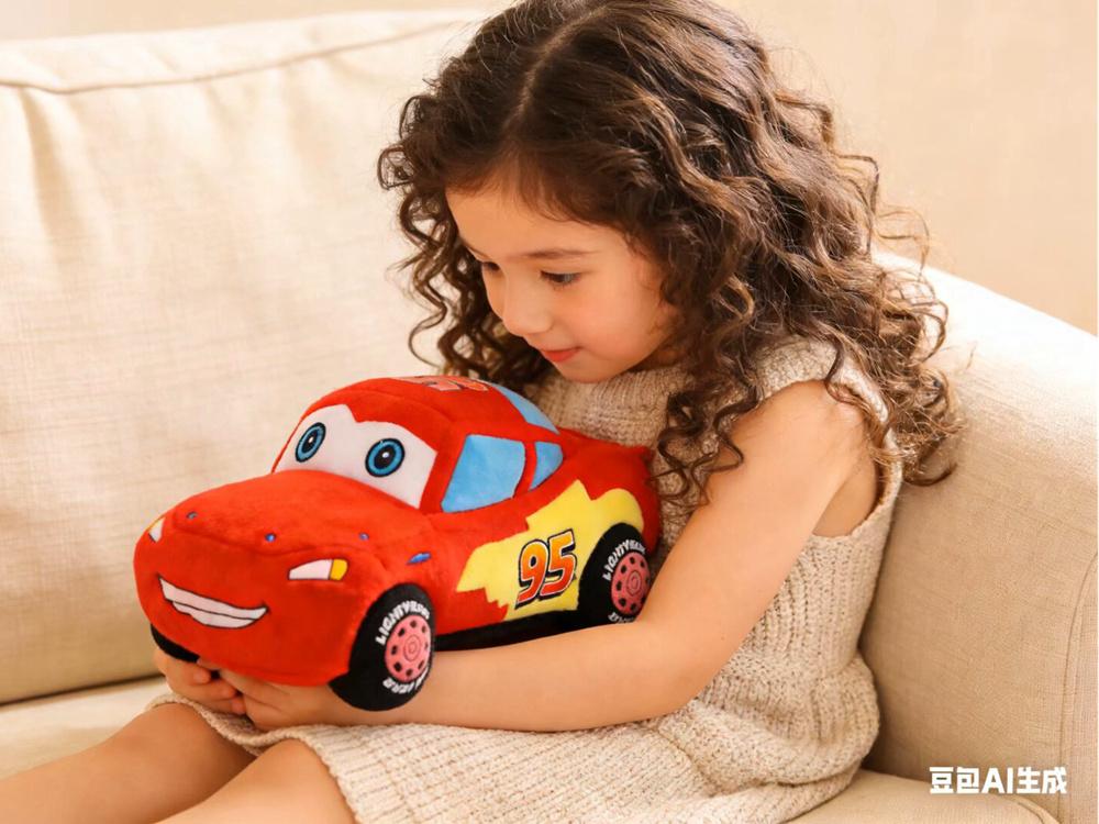 Cartoon Cars McQueen Plush Toy for Kids - Soft Cuddly Stuffed Car Doll Pillow Anime Movie Character Room Decor Gift for Boys