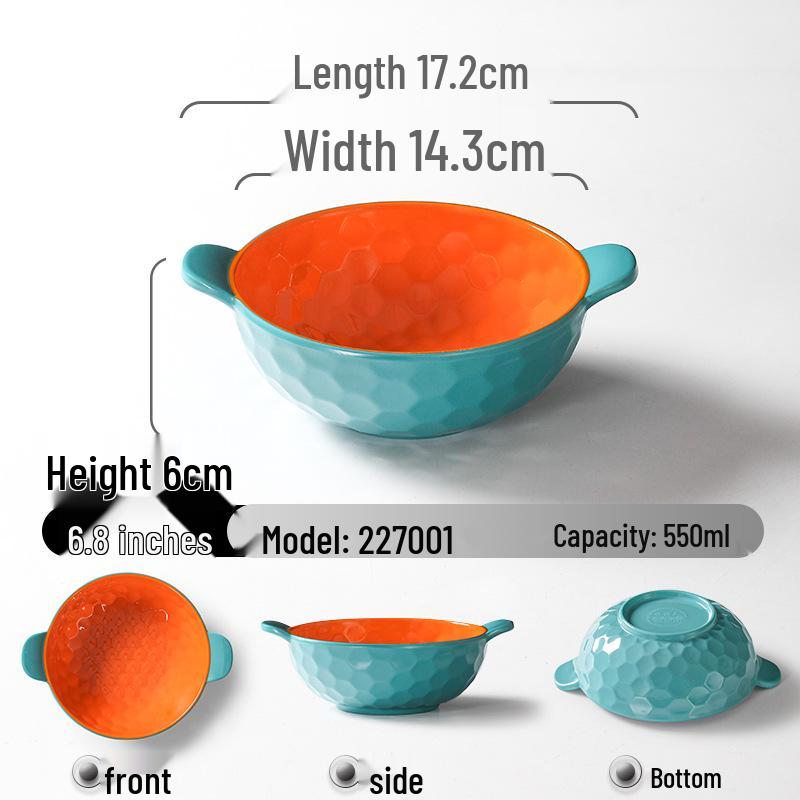 A5 Melamine Porcelain-Style Dessert Bowls: Creative Double-Ear Set for Sweets, Soup, Shaved Ice, and Snacks