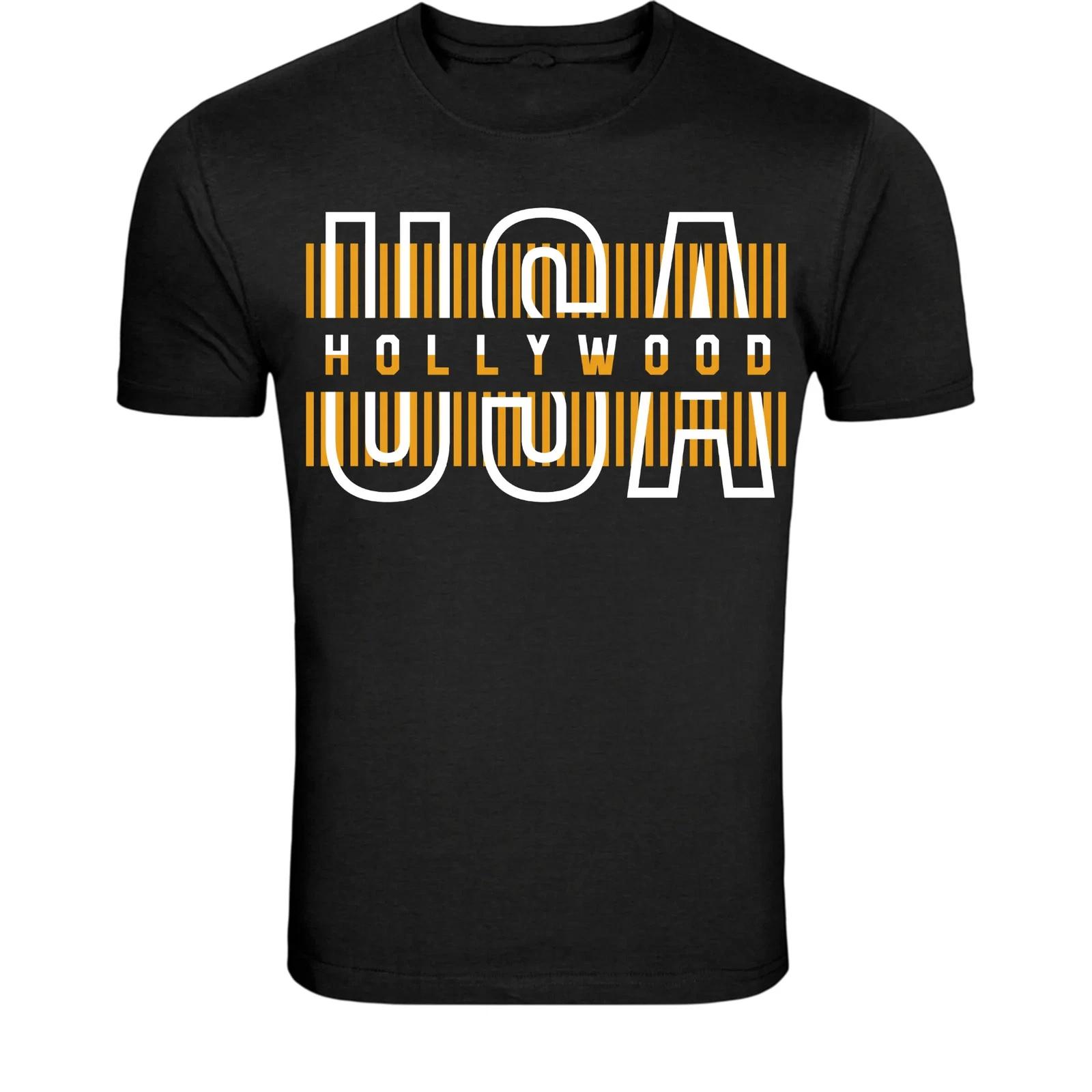 USA Hollywood Typography T-Shirt - Urban California Graphic Tee XS