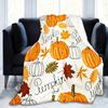 1pc Cozy Soft Flannel Blanket Suitable for All- Use - Thick Warm Contemporary Bedspread with Pumpkin Print, Multicolor Bedspread For,, Couch | Polyest