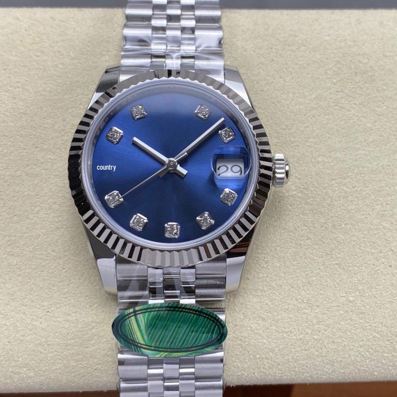 Lao Jia Ri Zhi Dvoubarevné pánské automatické hodinky 31 mm, perleť, nerezová ocel, s diamanty, funkce kalendáře