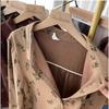 Korean Retro Fashion Women Floral Printed Long Sleeve Blouse Cotton Linen Top Autumn Shirt Digital Design