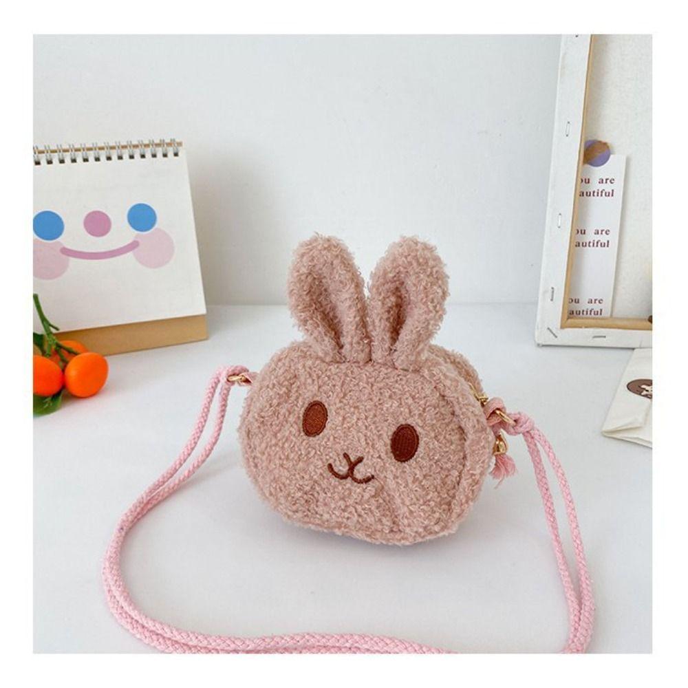 Kids Purses New Year Gift Plush Handbag Rabbit Shoulder Bag Messenger Bag Crossbody Bag Coins Bag