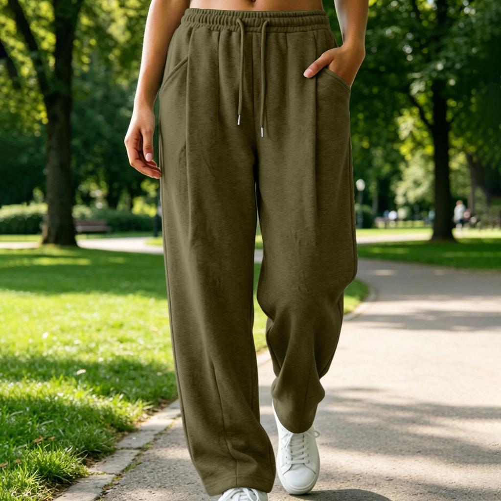 Women's High Waist Curved Wide Leg Pants Loose Flowy Casual Trousers for Daily Wear