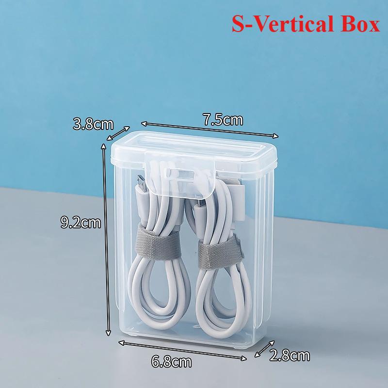 

Portable Clear Data Cable Storage Box, Desk Organizer for Chargers, Remotes and Earphones, Multi-Purpose Home & Storage Solution