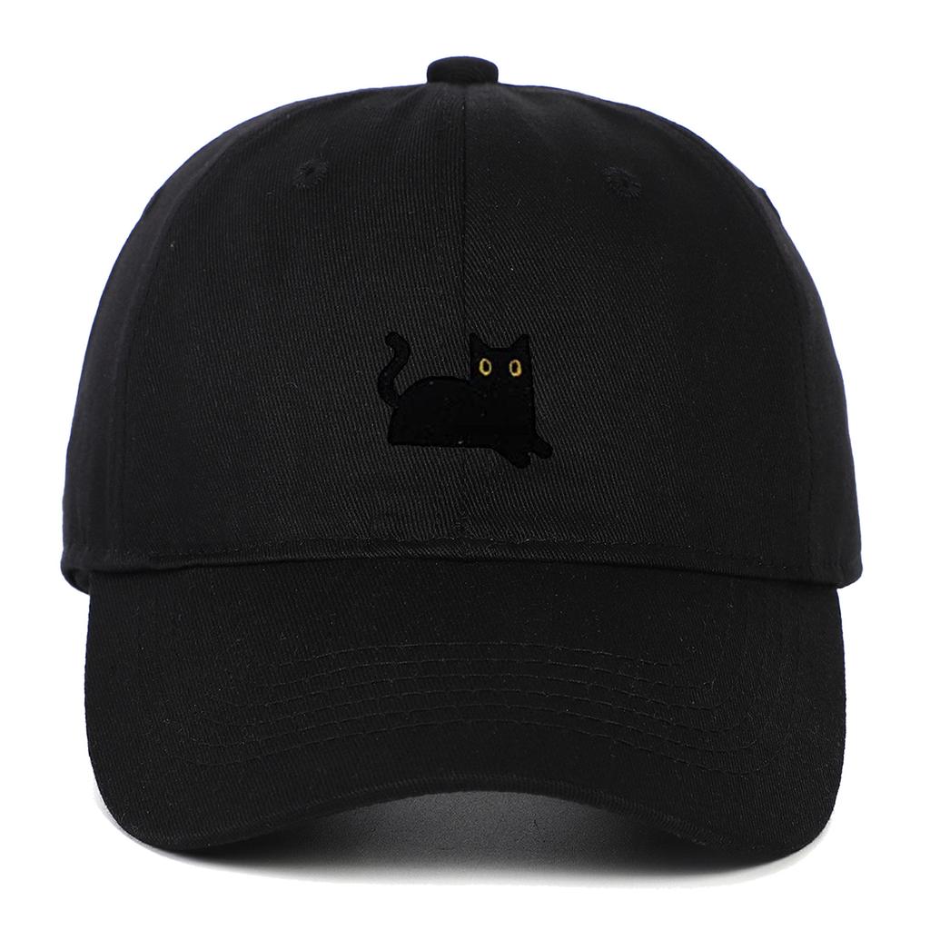 Soft Baseball Cap Embroidered with a Black Cat, Suitable for Men and Women, Duckbill Hat