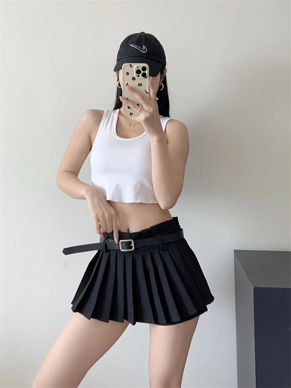 Women's High-Waisted Pleated Slimming Skirt - Spring/Autumn, Anti-Exposure, Age-Reducing, Hot Girl Style