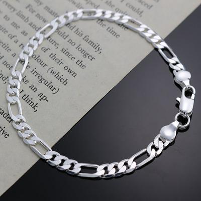 Pulseiras de corrente simples e finas de prata esterlina 925 4MM para mulheres, acessórios de festa de casamento de luxo, joias, presentes de Natal
